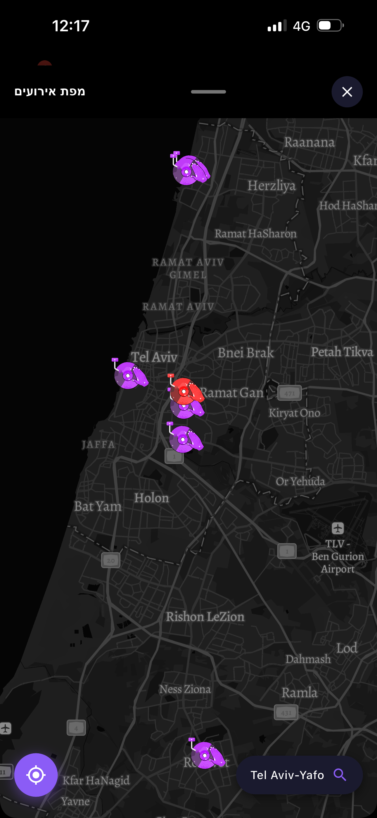 AfterUp Radar - Live event map with animated markers